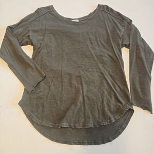 Splendid Army Green Distressed Long Sleeve Womens Top Size Medium